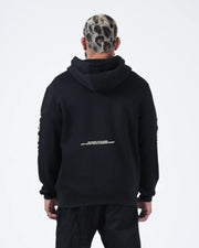 Kingz No Days Off Zip Up Hoodie - Back Worn View - Centered Champion Mindset Back Text - Black - BJJ Streetwear Hoodie