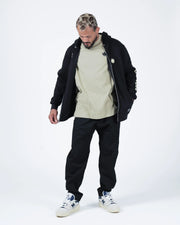 Kingz No Days Off Zip Up Hoodie - Full Body Open Zip Look - Layered Over Tee Streetwear - Black - BJJ Streetwear Hoodie