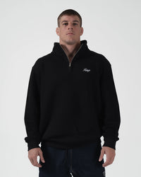 Script Quarter Zip Sweater Black from Kingz