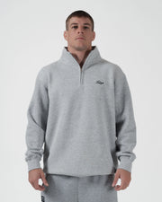 Script Quarter Zip Sweater Light Gray from Kingz