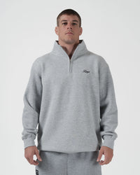 Script Quarter Zip Sweater Light Gray from Kingz