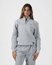 Script Quarter Zip Sweater Light Gray from Kingz
