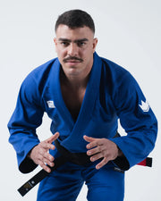 Kingz Kore V2 BJJ Gi Blue - Athlete Wearing Blue Gi Training Action Lifestyle Shot