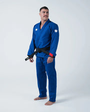 Kingz Kore V2 BJJ Gi Blue - Competition Kimono Angled View Worn On Model