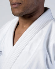 Kingz Kore V2 BJJ Gi White - Pearl Weave Jacket Collar Detail Close Up