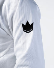 Kingz Kore V2 BJJ Gi White - Sleeve Crown Logo Embroidery Detail Close Up