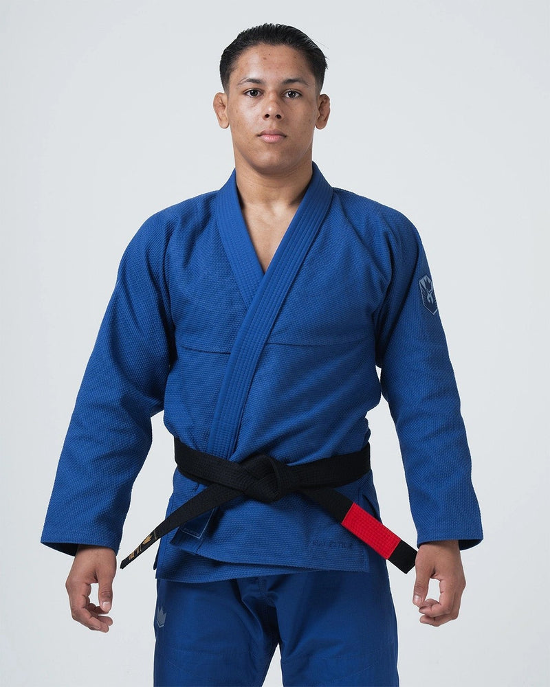 Kingz Balistico 4.0 BJJ Gi Blue - 480gsm Pearl Weave IBJJF 2024 Legal Competition Kimono Front View