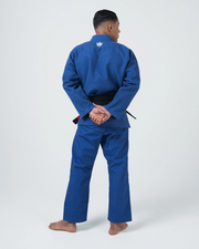Kingz Balistico 4.0 BJJ Gi Blue - Side View Upper Body Crown Shield Patch Competition Gi