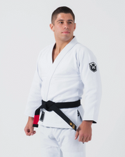 Kingz Balistico 4.0 BJJ Gi White - Embroidered Crown Logo Jacket Side Angle View