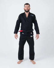 Kingz Nano 3.0 BJJ Gi Black full body front view showing complete lightweight gi set with white belt
