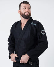 Kingz Nano 3.0 BJJ Gi Black front torso portrait showing Nano chest logo and crown sleeve patch