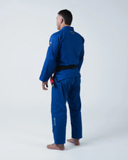 Kingz Nano 3.0 BJJ Gi Blue three-quarter back view showing crown logo and Nano pant branding