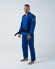 Kingz Nano 3.0 BJJ Gi Blue three-quarter full body view showing lightweight jacket pants and belt