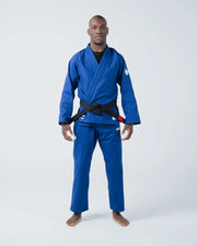 Kingz The ONE V2 BJJ Gi Blue full body front view showing complete gi set with crown and one logos