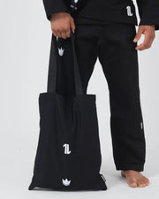 Kingz The ONE V2 BJJ Gi Black lower body view with included crown logo gi bag and number one pant logo