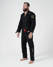 Kingz Nano 3.0 Terra LE BJJ Gi Black three-quarter full body angle showing gi fit and Nano leg logo