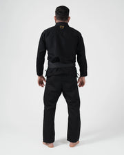 Kingz Nano 3.0 Terra LE BJJ Gi Black full body back view showing gold crown logo below collar