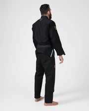 Kingz Nano 3.0 Terra LE BJJ Gi Black rear three-quarter angle showing gold crown accents on back