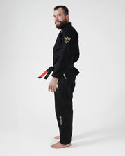 Kingz Nano 3.0 Terra LE BJJ Gi Black side profile full body view showing gi and Nano pant logo