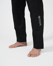 Kingz Nano 3.0 Terra LE BJJ Gi Black lower leg closeup showing vertical Nano graphic on pants