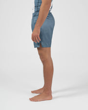 Kingz Vintage Futebol Shorts Light Blue - Full Body Left Side Profile Male Athlete Steel Blue Soccer Inspired Shorts Side Split Competition Cut Men's Grappling Shorts No-Gi BJJ