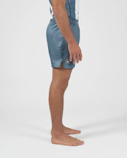 Kingz Vintage Futebol Shorts Light Blue - Full Body Back View Wide Stance Male Athlete Steel Blue Soccer Inspired Competition Cut Men's Grappling Shorts No-Gi BJJ