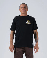 Kingz Jiu Jitsu Culture Tee - Front View - BJJ Grappler Illustration Chest Graphic - Black Heavyweight BJJ Tee