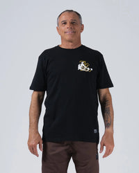 Kingz Jiu Jitsu Culture Tee - Front View - BJJ Grappler Illustration Chest Graphic - Black Heavyweight BJJ Tee