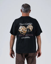 Kingz Hunting Tee - Back View - Don't Gamble Dice Always Hunting Back Print Push for Submission - Black BJJ Tee