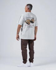 Kingz Hunting Tee - Back View - Don't Gamble Dice Graphic Always Huntin Push for Submission Back Print - Light Gray BJJ