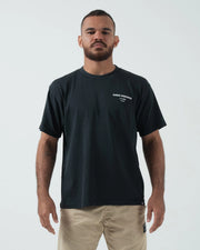 Kingz HQ V2 Tee - Front View - Kingz Kimonos HQ Minimal Chest Print Garment Washed Heavyweight - Black BJJ Tee