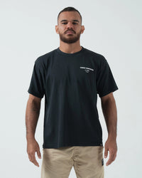 Kingz HQ V2 Tee - Front View - Kingz Kimonos HQ Minimal Chest Print Garment Washed Heavyweight - Black BJJ Tee