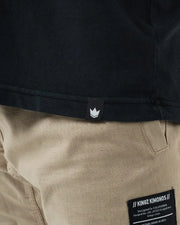 Kingz HQ V2 Tee - Hem Label Detail Shot - Kingz Crown Label Forged for Jiu Jitsu Grapplers Tag - Black BJJ Tee