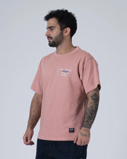 Kingz Gentle Art Club Tee - Front Angle View - Gentle Art Club Chest Logo Side Profile - Muted Pink BJJ