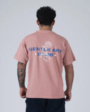 Kingz Gentle Art Club Tee - Back View Full - Gentle Art Club Scorpion Rose Back Graphic - Muted Pink BJJ