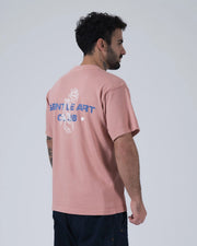 Kingz Gentle Art Club Tee - Back Three Quarter Angle - Gentle Art Club Scorpion Back Print Side View - Muted Pink BJJ