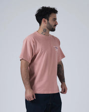 Kingz Gentle Art Club Tee - Side Profile View - Oversized Fit Muted Pink Pigment Dye - BJJ Casual Tee