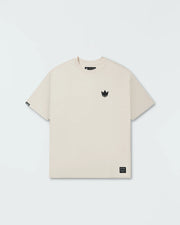 Kingz Kore V2 Tee - Flat Lay Front - Crown Logo Chest - Beige Heavyweight Premium BJJ Cotton Tee