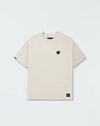 Kingz Kore V2 Tee - Flat Lay Front - Crown Logo Chest - Beige Heavyweight Premium BJJ Cotton Tee