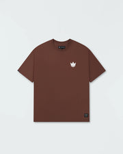 Kingz Kore V2 Tee - Flat Lay Front View - Crown Logo Chest - Brown Premium Heavyweight BJJ Cotton Tee