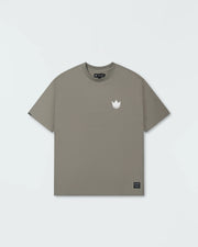 Kingz Kore V2 Tee - Flat Lay Front View - Crown Logo - Mossy Green 230 GSM Heavyweight BJJ Cotton T-Shirt