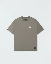 Kingz Kore V2 Tee - Flat Lay Front View - Crown Logo - Mossy Green 230 GSM Heavyweight BJJ Cotton T-Shirt