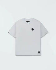Kingz Kore V2 Tee - Flat Lay Front View - Crown Logo Chest - White Heavyweight Premium BJJ Cotton Tee