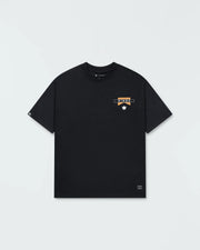 Kingz Flag Tee - Flat Lay Front View - KINGZ Yellow Flag Chest Logo - Black Heavyweight BJJ Premium Tee