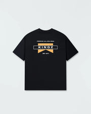 Kingz Flag Tee - Flat Lay Back View - KINGZ Flag Est 2011 Back Graphic - Black Heavyweight BJJ T-Shirt