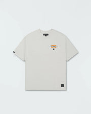 Kingz Flag Tee - Flat Lay Front View - KINGZ Flag Chest Logo - Grey Pigment Dye Heavyweight BJJ T-Shirt