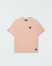 Kingz Jiu Jitsu Motion Tee - Flat Lay Front View - Crown Logo Chest - Peach 280 GSM BJJ Premium Tee