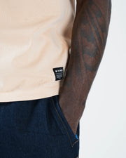 Kingz Jiu Jitsu Motion Tee - Sleeve Label Detail - KINGZ Woven Brand Tag - Peach BJJ Premium Cotton Tee