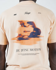 Kingz Jiu Jitsu Motion Tee - Back Graphic Close-Up - Grappling Artwork Jiu Jitsu Motion Quote - Peach BJJ