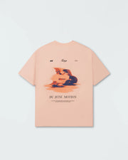 Kingz Jiu Jitsu Motion Tee - Flat Lay Back View - Jiu Jitsu Motion Grappling Back Graphic - Peach BJJ Tee